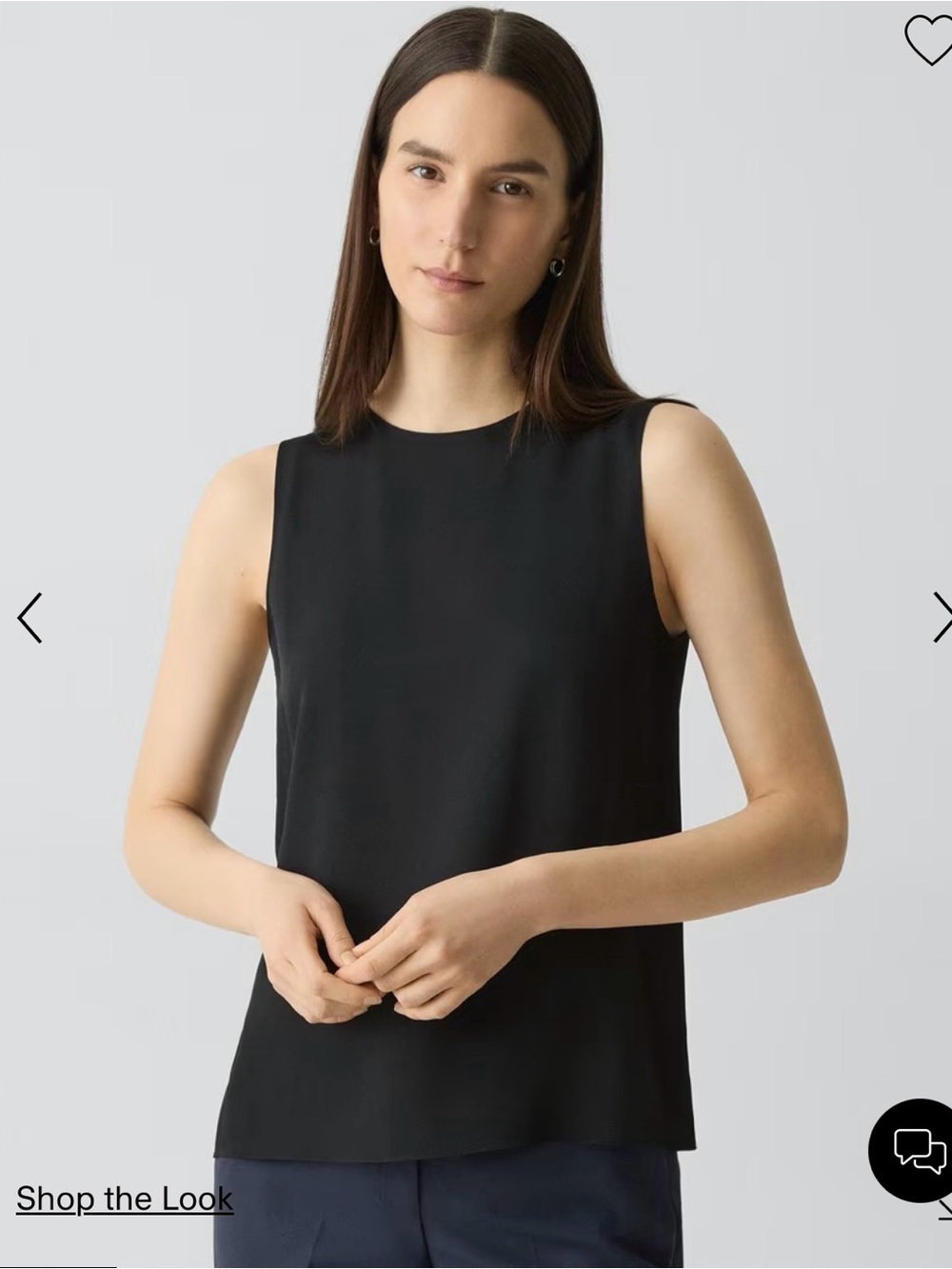 Theory shell top in silk - black, size small